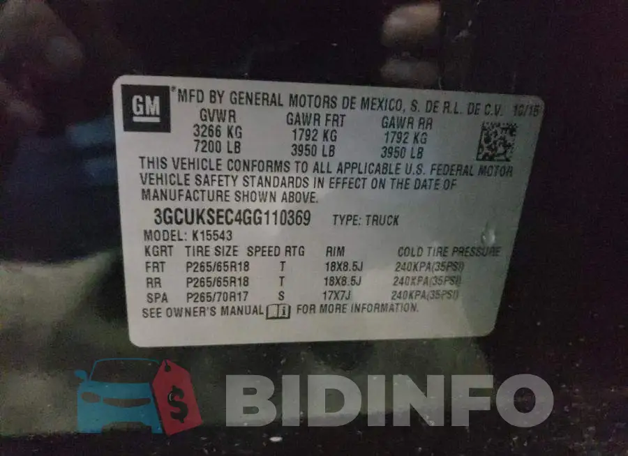 3GCUKSEC4GG110369 Photo# 12
