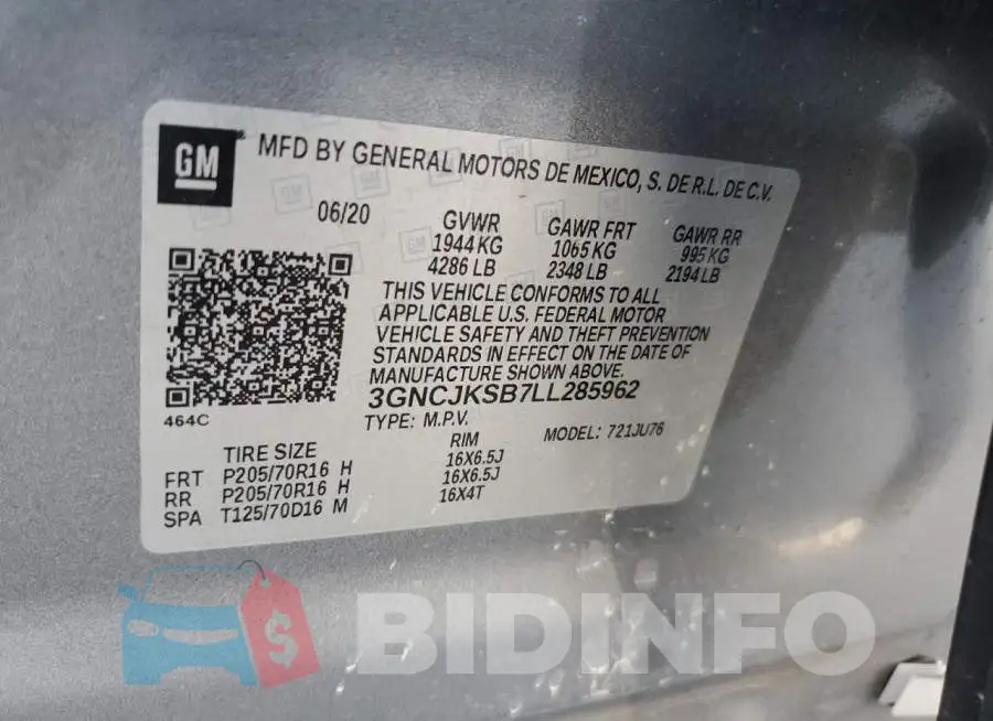 3GNCJKSB7LL285962 Photo# 14