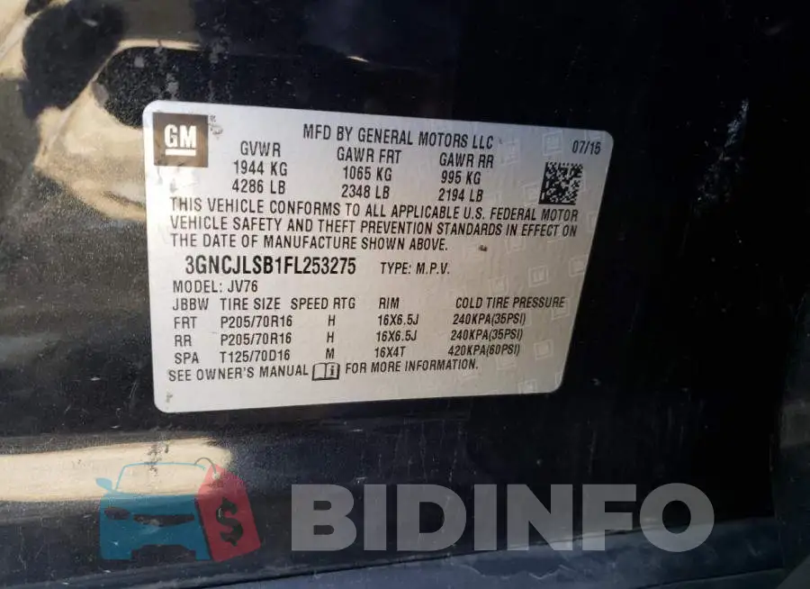 3GNCJLSB1FL253275 Photo# 12