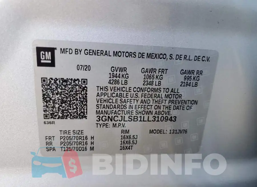 3GNCJLSB1LL310943 Photo# 13