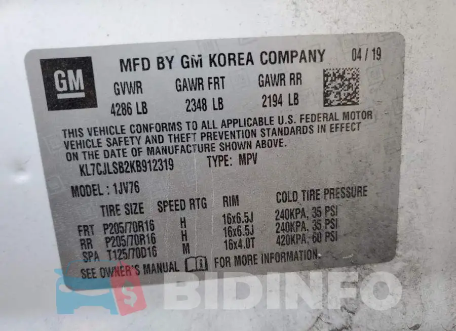 KL7CJLSB2KB912319 Photo# 13