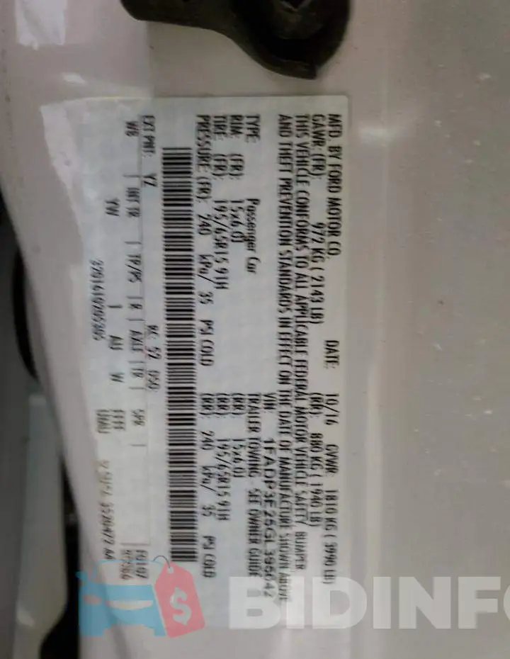 1FADP3E25GL395042 Photo# 12