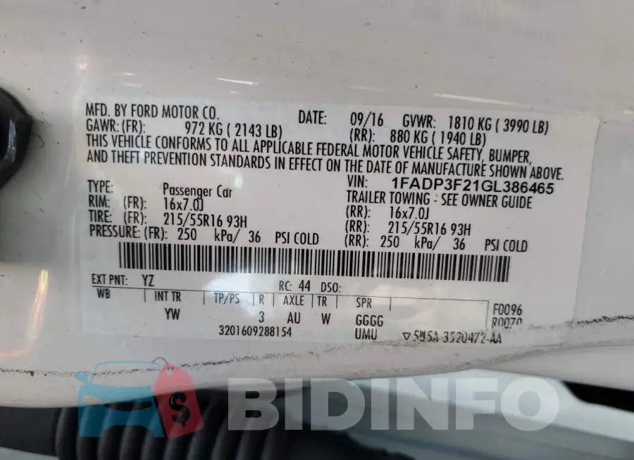 1FADP3F21GL386465 Photo# 13