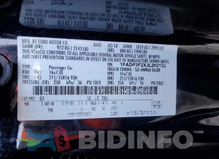 1FADP3F2XJL262122 Photo# 12