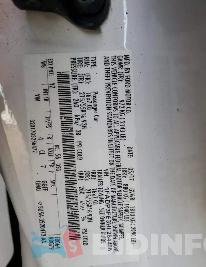 1FADP3FE3HL284466 Photo# 12