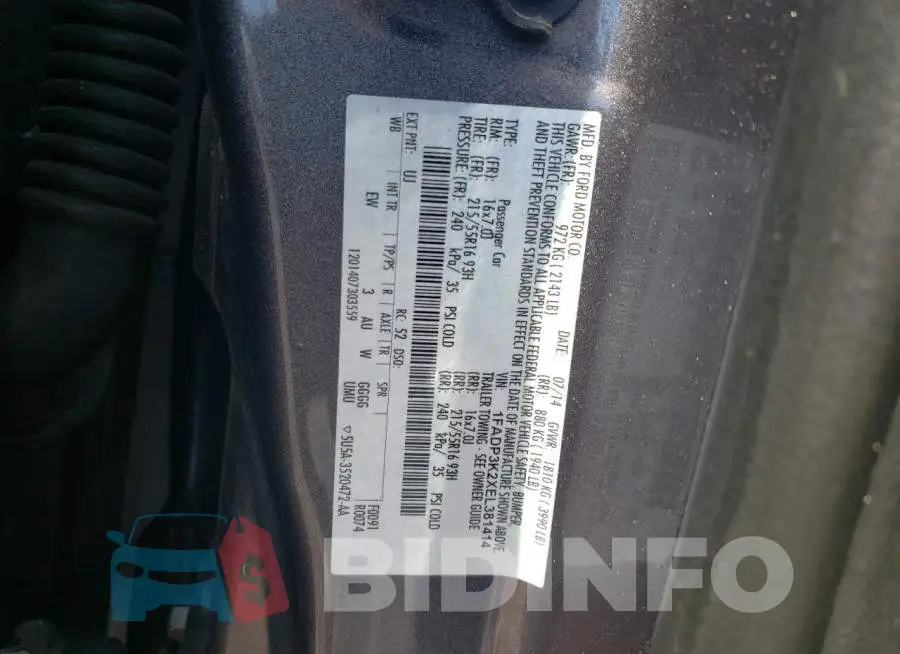 1FADP3K2XEL381414 Photo# 12