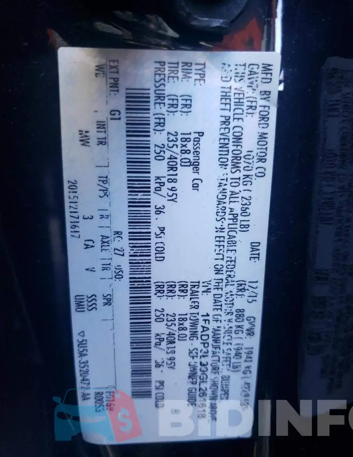 1FADP3L99GL261618 Photo# 12