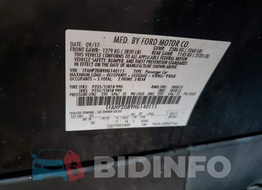 1FAHP2D89HG140115 Photo# 12