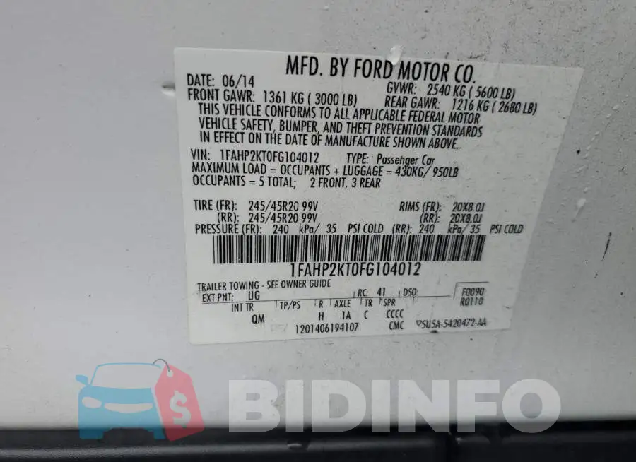 1FAHP2KT0FG104012 Photo# 12