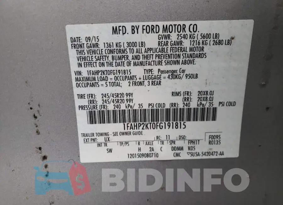 1FAHP2KT0FG191815 Photo# 12