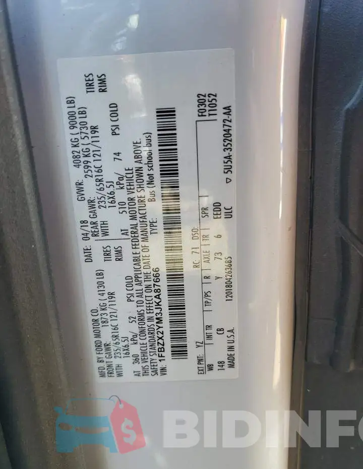 1FBZX2YM3JKA87666 Photo# 13