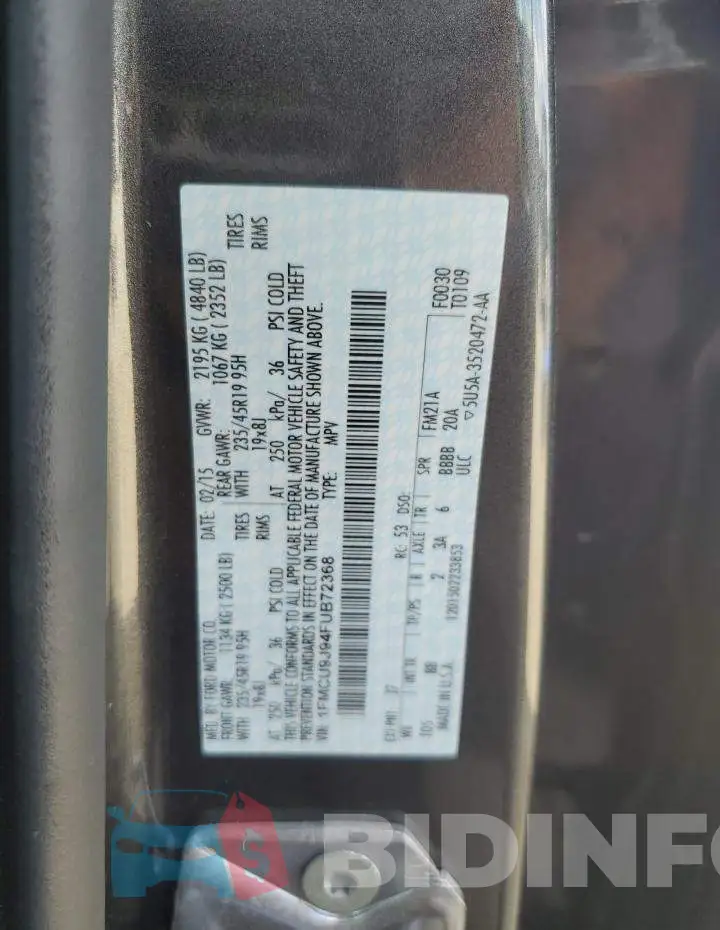1FMCU9H94FUB72368 Photo# 13