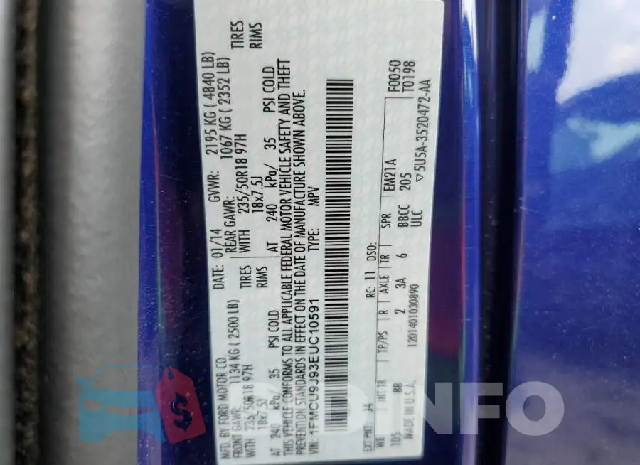 1FMCU9J93EUC10591 Photo# 13