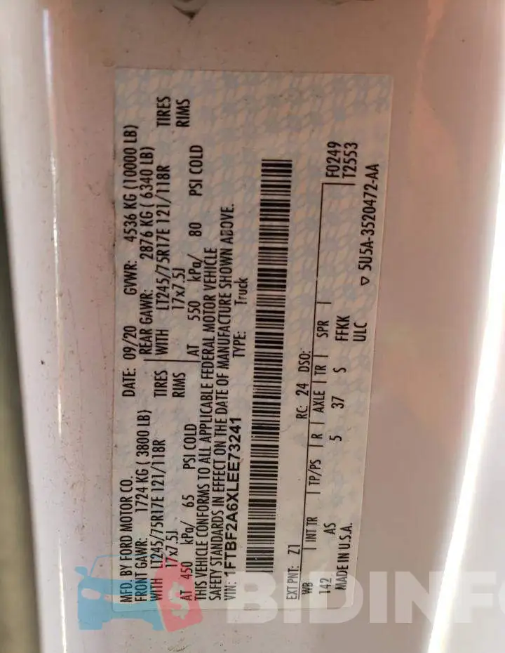 1FTBF2A6XLEE73241 Photo# 12