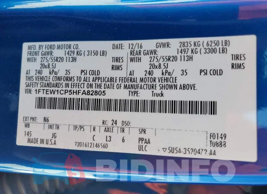 1FTEW1CP5HFA82805 Photo# 12