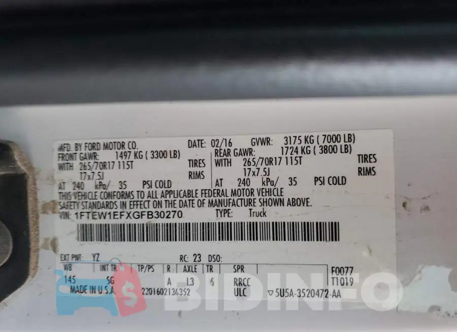 1FTEW1EFXGFB30270 Photo# 12