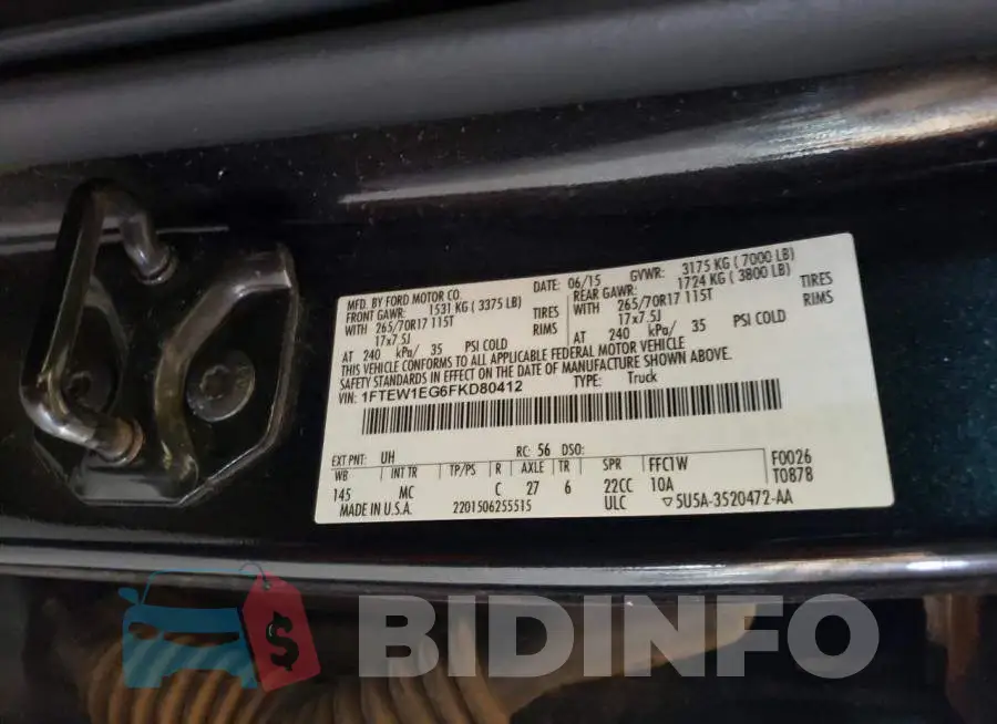 1FTEW1EG6FKD80412 Photo# 12
