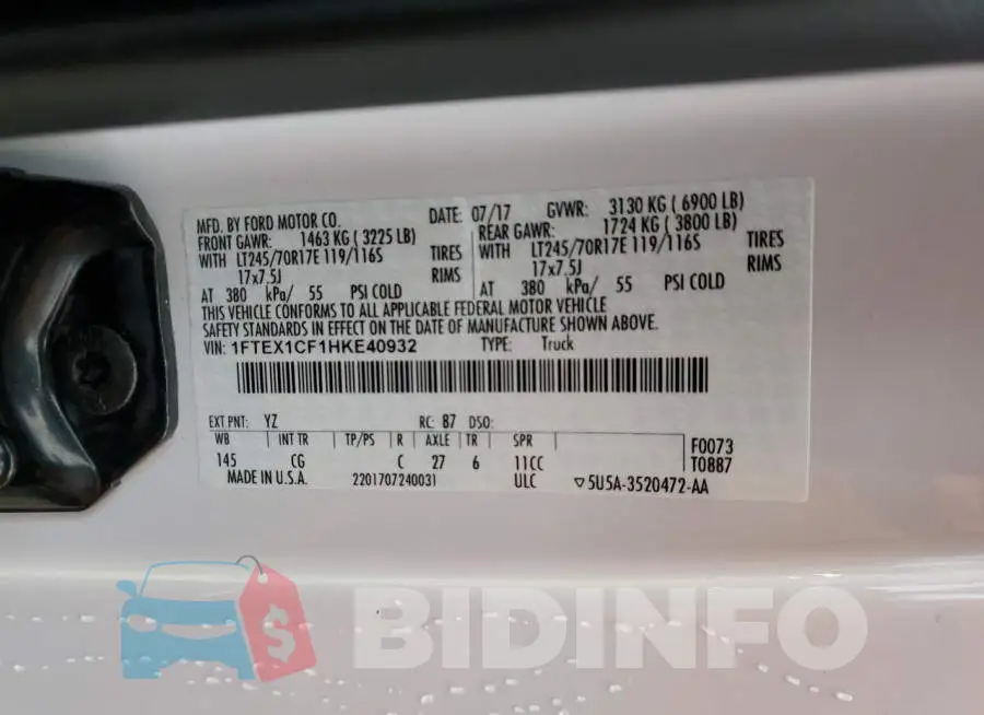 1FTEX1CF1HKE40932 Photo# 12