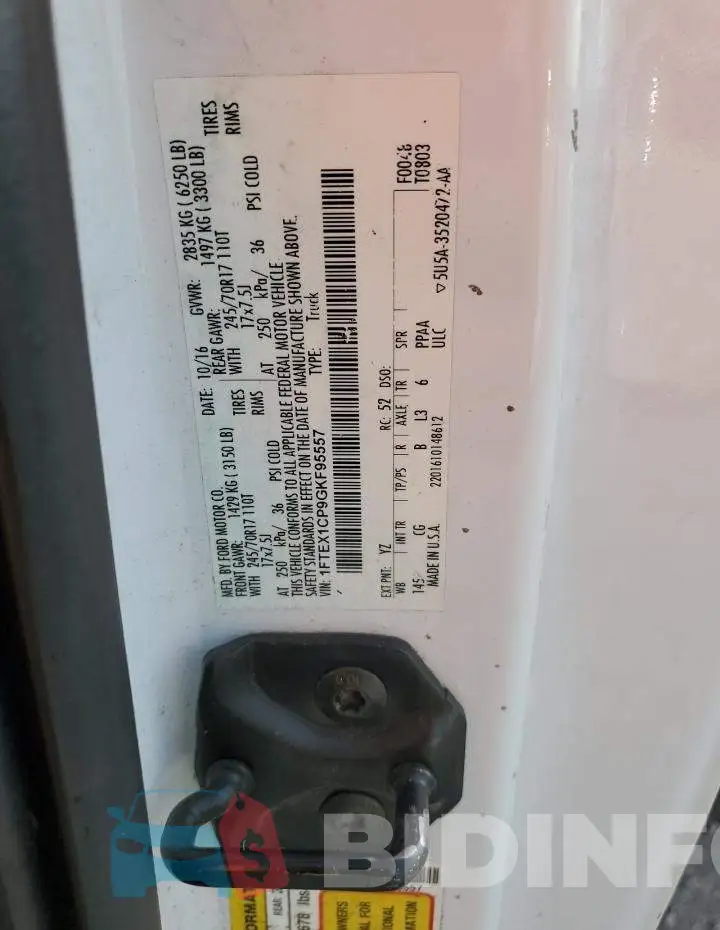 1FTEX1CP9GKF95557 Photo# 12