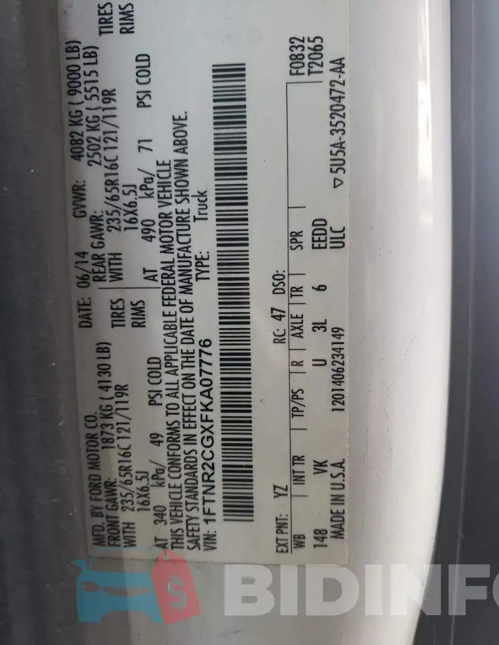 1FTNR2CGXFKA07776 Photo# 12