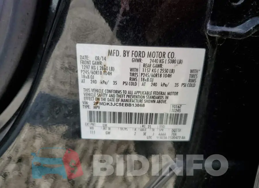 2FMDK3JC5EBB13868 Photo# 12