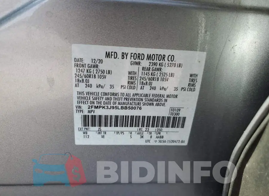 2FMPK3J95LBB50076 Photo# 14