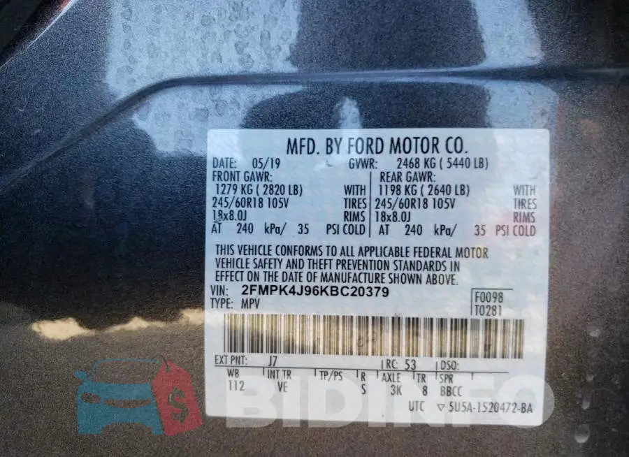 2FMPK4J96KBC20379 Photo# 13