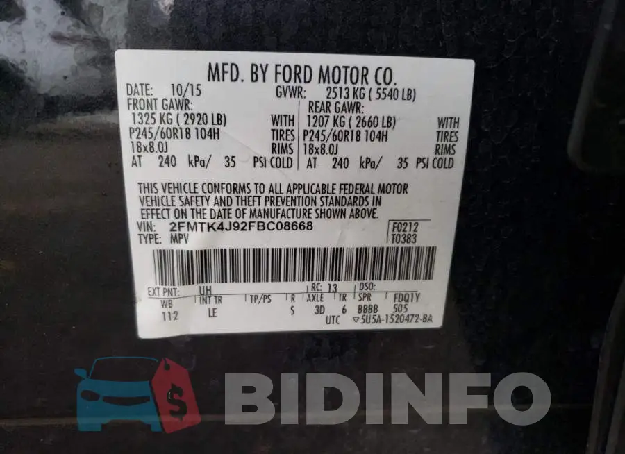 2FMTK4J92FBC08668 Photo# 13