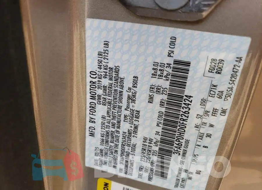 3FA6P0HD0FR263424 Photo# 12