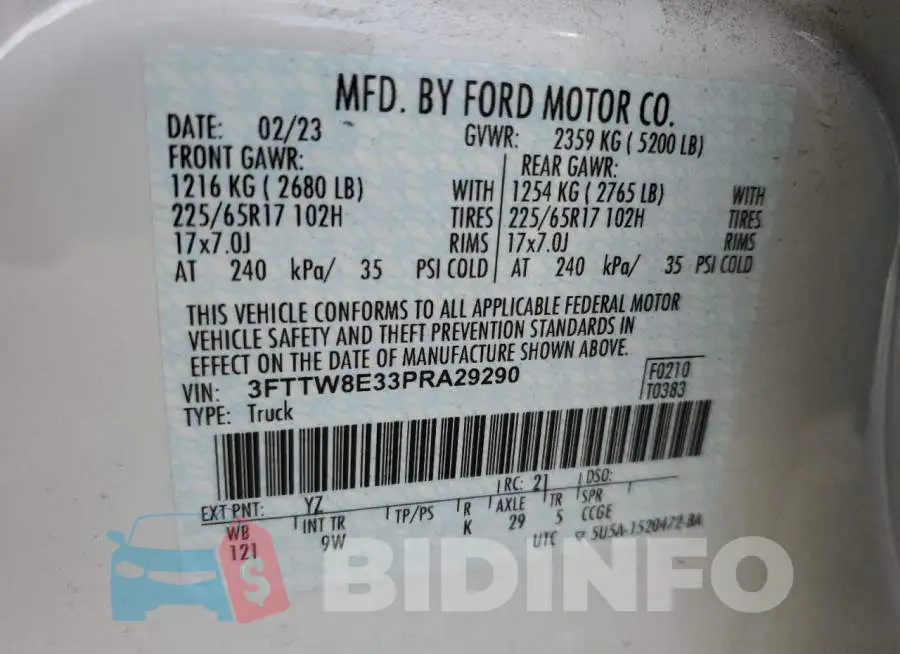 3FTTW8E33PRA29290 Photo# 12