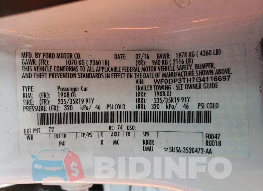 WF0DP3TH7G4116697 Photo# 10