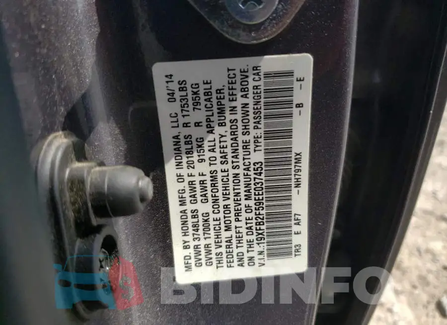 19XFB2F59EE037453 Photo# 12