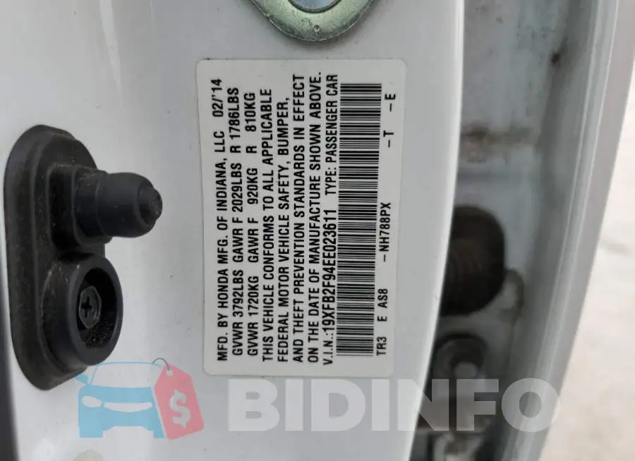 19XFB2F94EE023611 Photo# 12