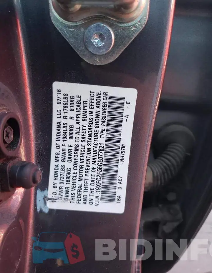 19XFC2F56GE077621 Photo# 13