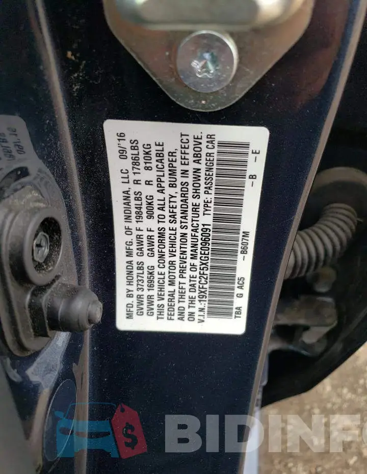 19XFC2F5XGE096091 Photo# 12