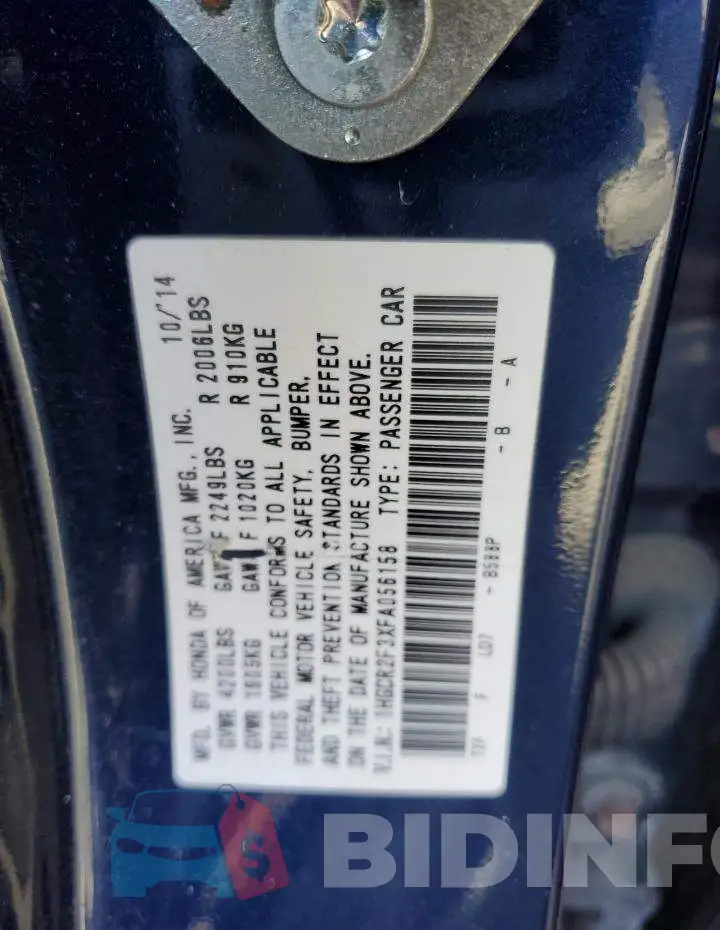 1HGCR2F3XFA056158 Photo# 12