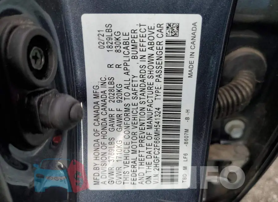 2HGFC2F66MH541324 Photo# 12