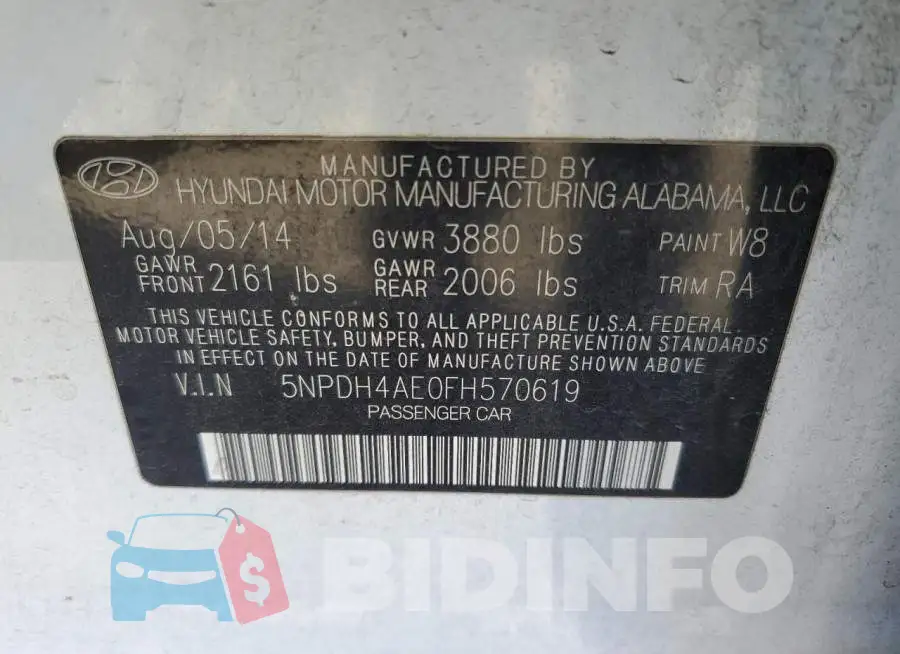 5NPDH4AE0FH570619 Photo# 12