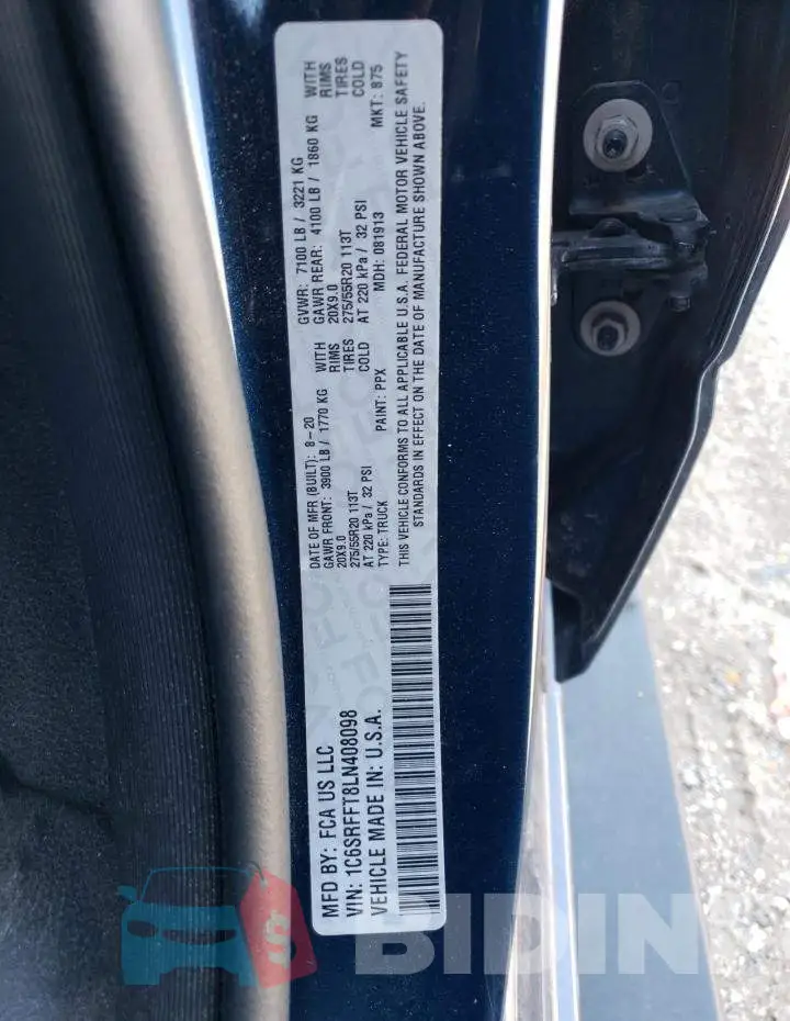 1C6SRFFT8LN408098 Photo# 12
