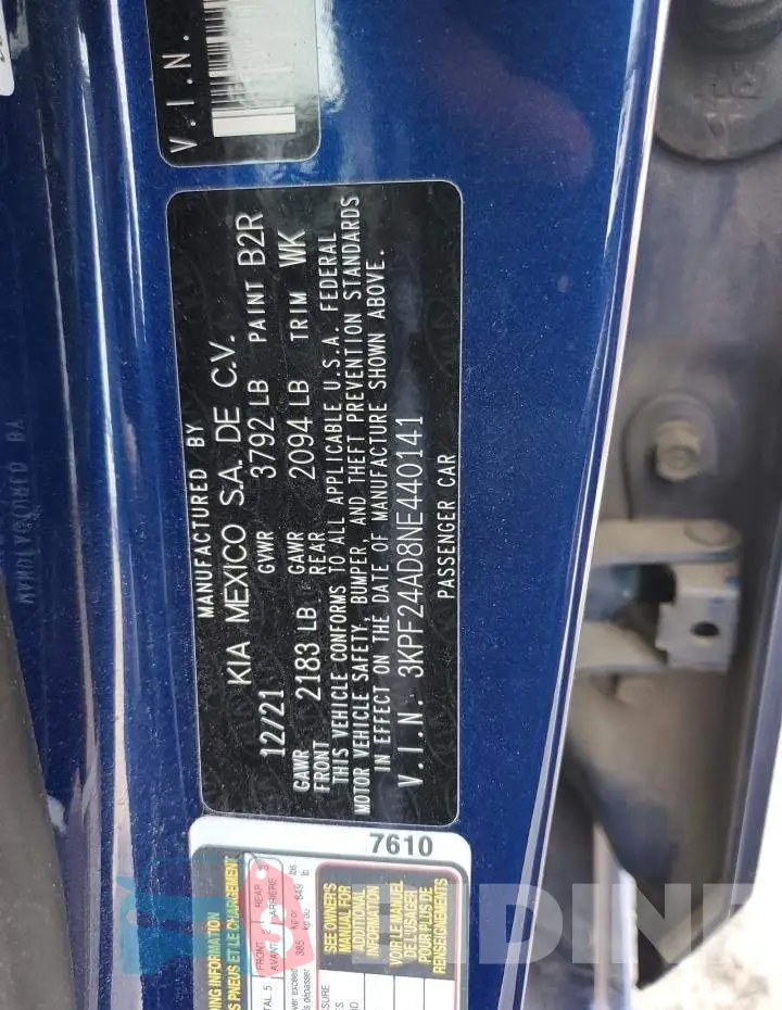 3KPF24AD8NE440141 Photo# 12