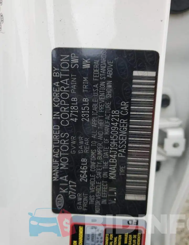 KNALB4J19H5094218 Photo# 12