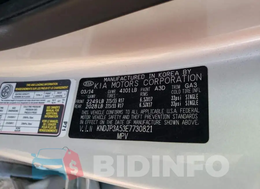 KNDJP3A53E7730821 Photo# 12