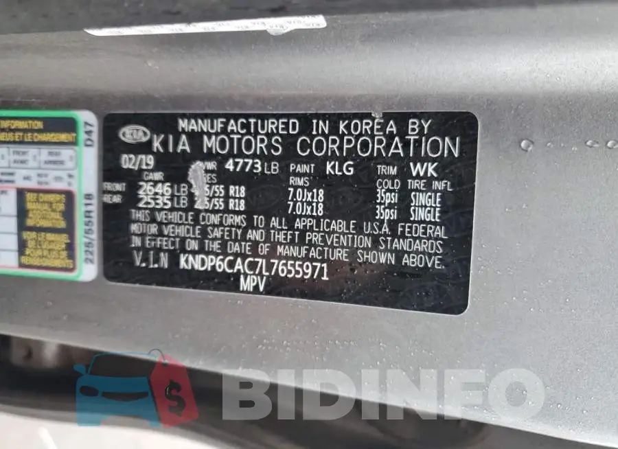 KNDP6CAC7L7655971 Photo# 13