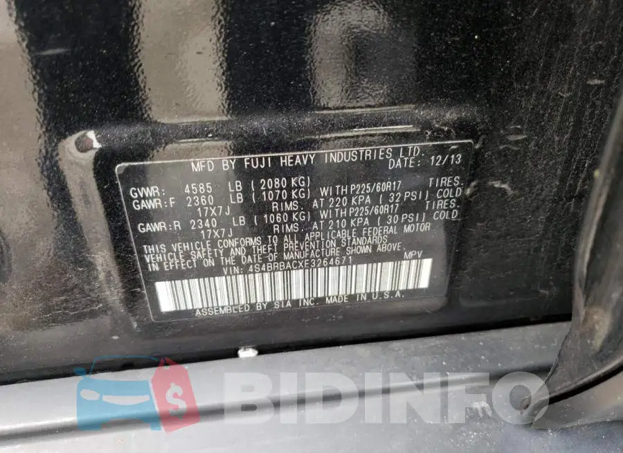 4S4BRBACXE3264671 Photo# 14