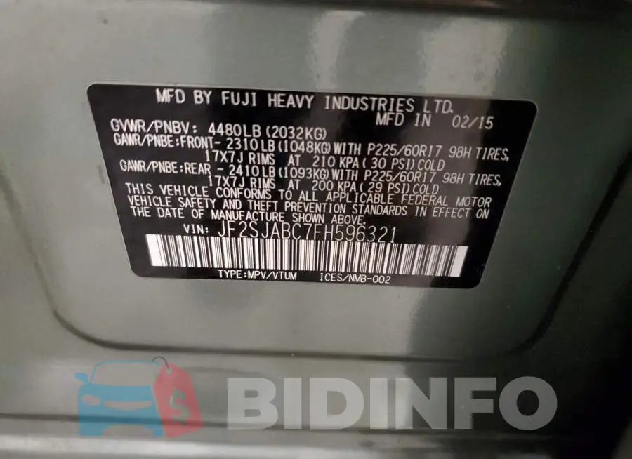 JF2SJABC7FH596321 Photo# 14