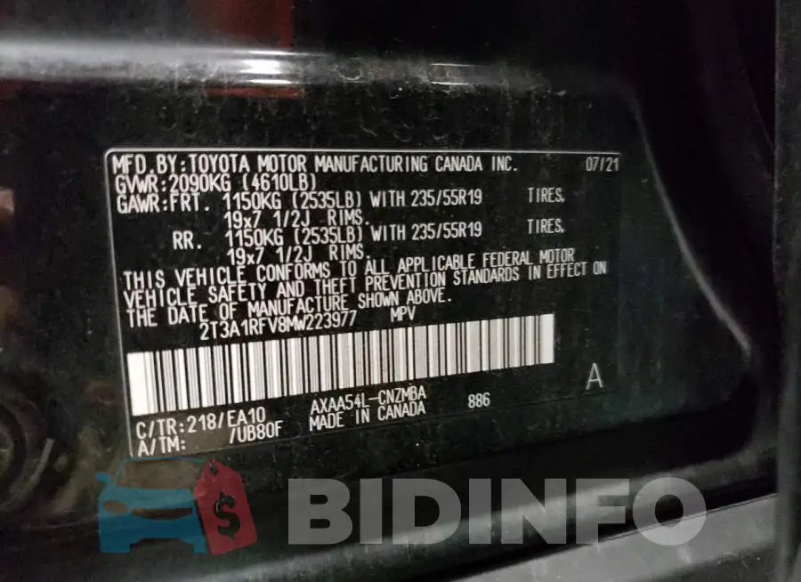 2T3A1RFV8MW223977 Photo# 14