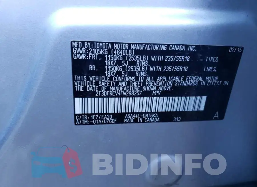 2T3DFREV4FW298257 Photo# 13