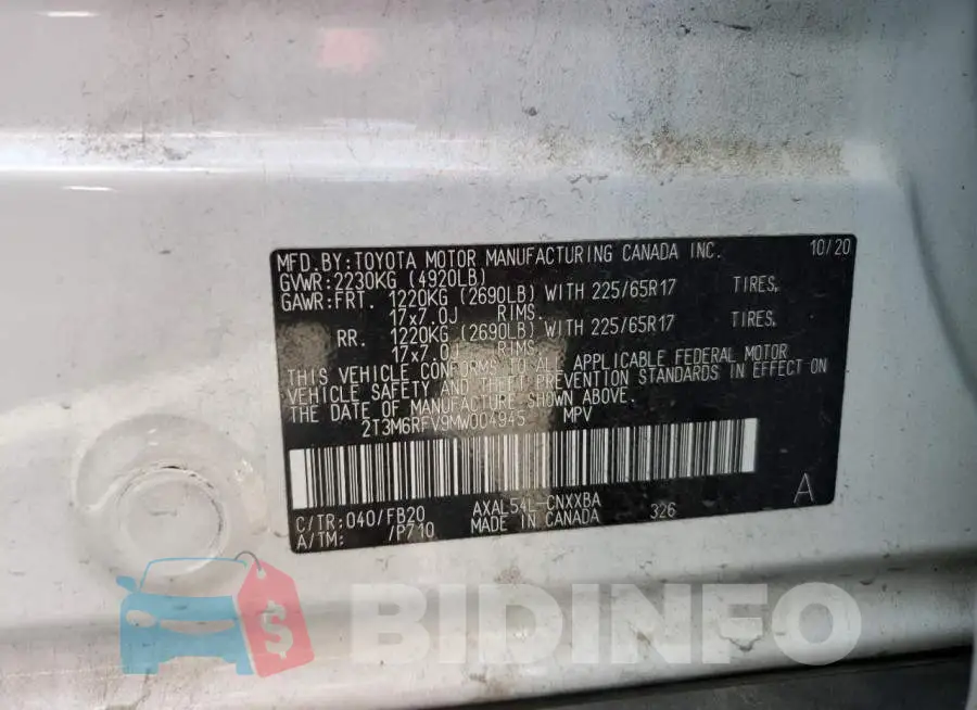2T3M6RFV9MW004945 Photo# 12