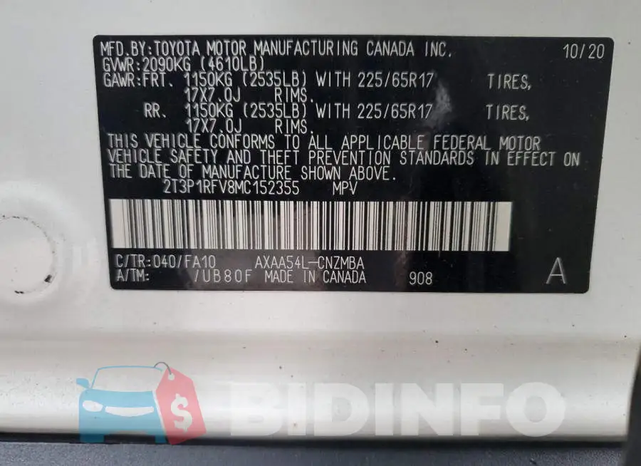 2T3P1RFV8MC152355 Photo# 13