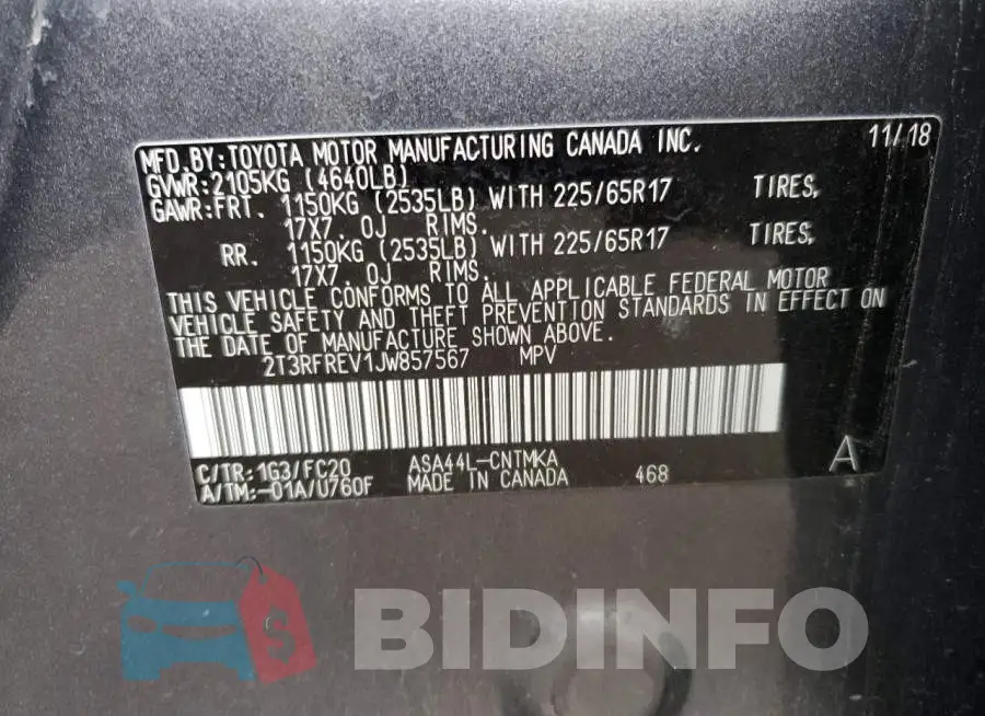 2T3RFREV1JW857567 Photo# 13